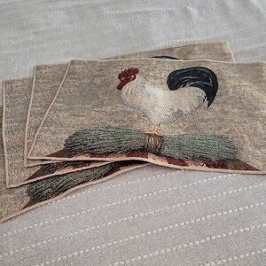 Home Basics Rooster Design Table Linens - Cream and Black